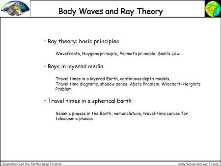 Body Waves and Ray Theory