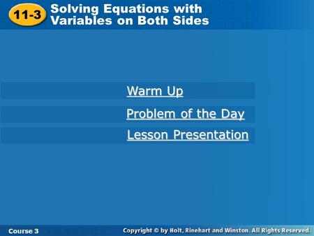 Solving Equations with Variables on Both Sides