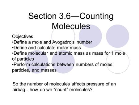 Section 3.6—Counting Molecules