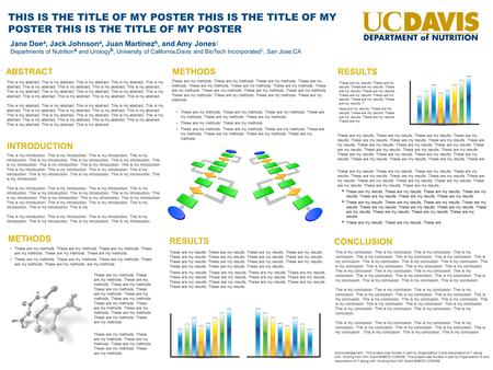 THIS IS THE TITLE OF MY POSTER THIS IS THE TITLE OF MY POSTER THIS IS THE TITLE OF MY POSTER Jane Doe a, Jack Johnson a, Juan Martinez b, and Amy Jones.