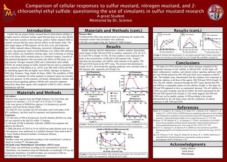 Comparison of cellular responses to sulfur mustard, nitrogen mustard, and 2- chloroethyl ethyl sulfide: questioning the use of simulants in sulfur mustard.