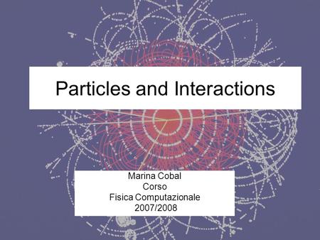 Particles and Interactions Marina Cobal Corso Fisica Computazionale 2007/2008.