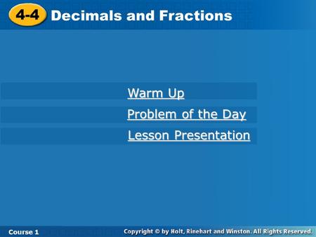 Decimals and Fractions