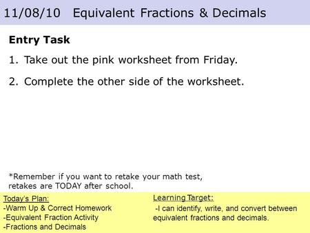 Fractions and Decimals