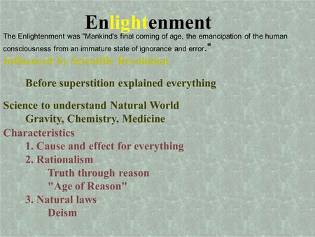 Enlightenment Influenced by Scientific Revolution