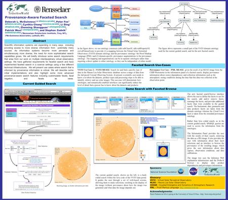 Provenance-Aware Faceted Search Deborah L. McGuinness 1,2 Peter Fox 1 Cynthia Chang 1 Li Ding 1.