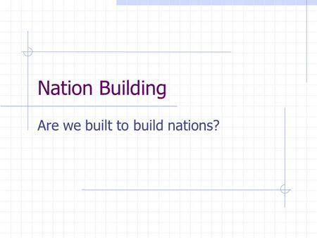 Nation Building Are we built to build nations?. Nation Building a Dirty Word? Stability Operations A partnership to establish or reestablish the institutions.