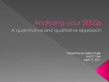 Presented by Kelley Engle HACC York April 19, 2011.