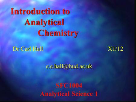 Introduction to Analytical Chemistry