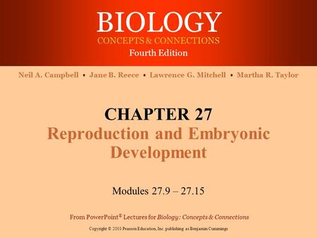 CHAPTER 27 Reproduction and Embryonic Development