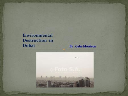 Environmental Destruction in Dubai. Raw Sewage Mixed opinions on water Decreases tourism which is vital to Dubai’s Economy Sewage gets illegally dumped.