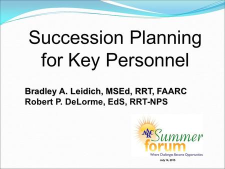 Succession Planning for Key Personnel