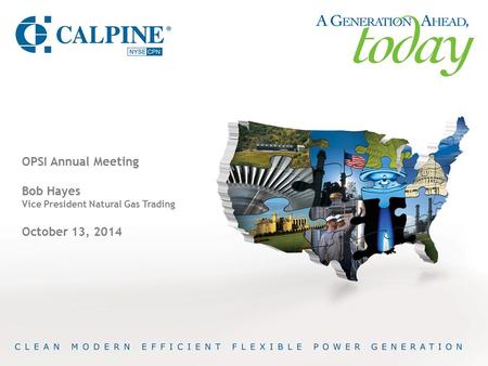 OPSI Annual Meeting Bob Hayes Vice President Natural Gas Trading October 13, 2014.