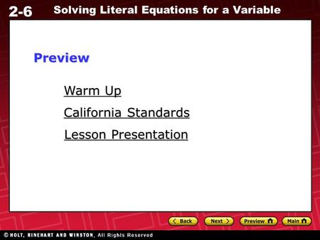 Preview Warm Up California Standards Lesson Presentation.