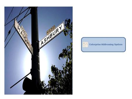 Enterprise Addressing System. Spatial Data for the Enterprise (Imagery, Demographic Data) Enterprise Addressing System.