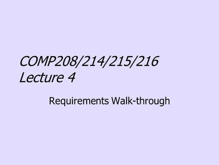 Requirements Walk-through