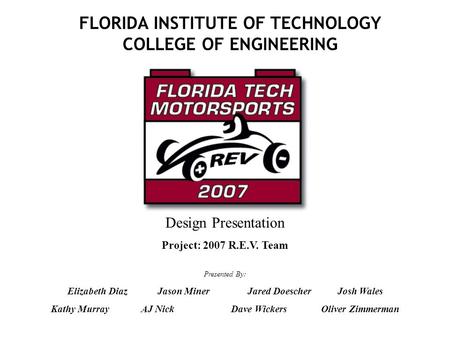 FLORIDA INSTITUTE OF TECHNOLOGY COLLEGE OF ENGINEERING