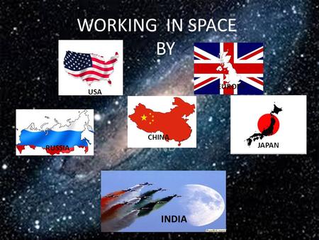 WORKING IN SPACE BY AND USA RUSSIA CHINA EUROPE JAPAN INDIA.