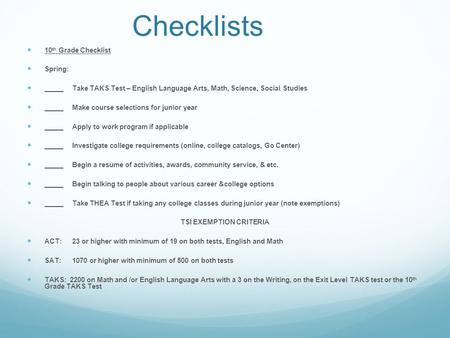 TSI EXEMPTION CRITERIA