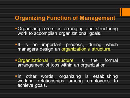 Organizing Function of Management