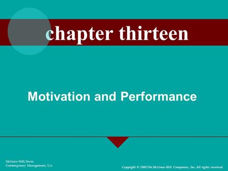 Motivation and Performance