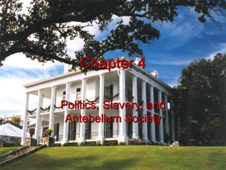 Politics, Slavery, and Antebellum Society