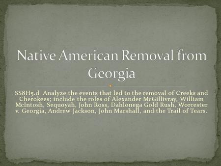 Native American Removal from Georgia