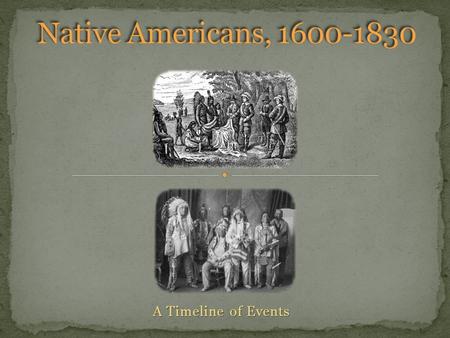 Native Americans, 1600-1830 A Timeline of Events.