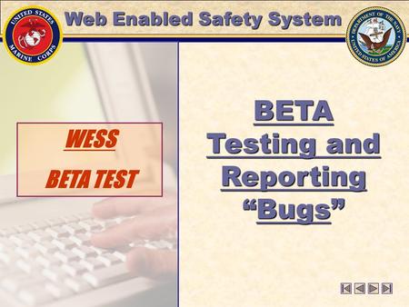 WESS BETA TEST BETA Testing and Reporting “Bugs” Web Enabled Safety System.