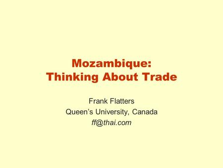 Mozambique: Thinking About Trade Frank Flatters Queen’s University, Canada