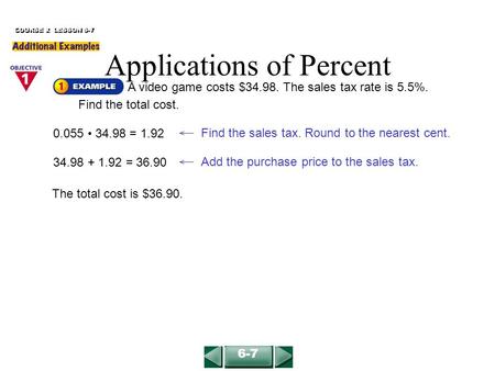 Applications of Percent