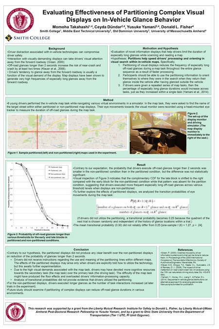 Evaluating Effectiveness of Partitioning Complex Visual Displays on In-Vehicle Glance Behavior Momoha Takahashi 1,4, Ceyda D ü ndar 2,4, Yusuke Yamani.