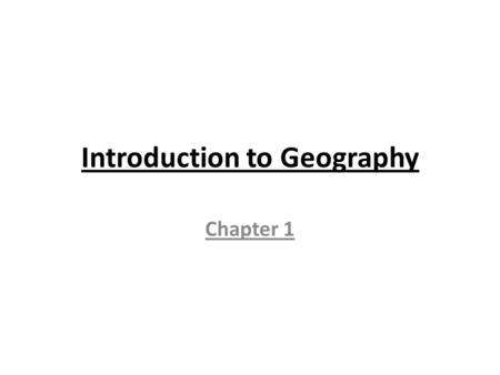 Introduction to Geography