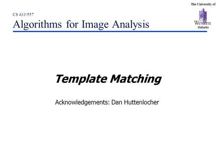 CS 433/557 Algorithms for Image Analysis