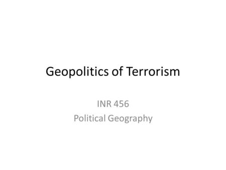 Geopolitics of Terrorism