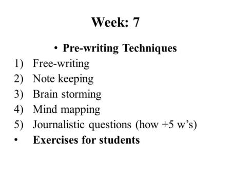 Pre-writing Techniques