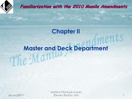 Chapter II Master and Deck Department