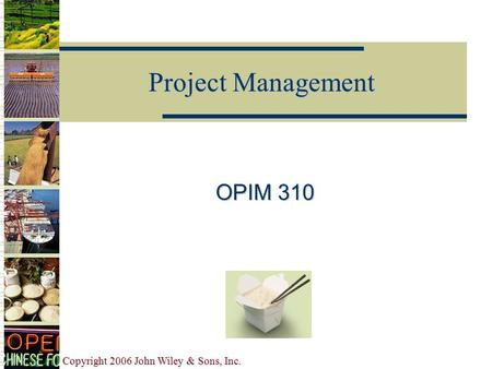 Copyright 2006 John Wiley & Sons, Inc. Project Management OPIM 310.