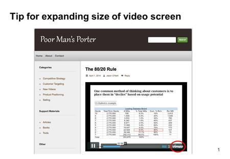 Tip for expanding size of video screen 1. Commercial Teaching at W.W. Grainger.