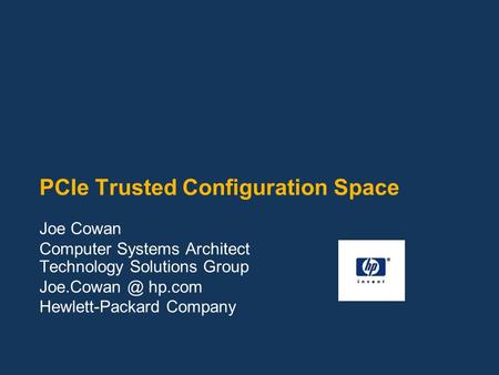 PCIe Trusted Configuration Space