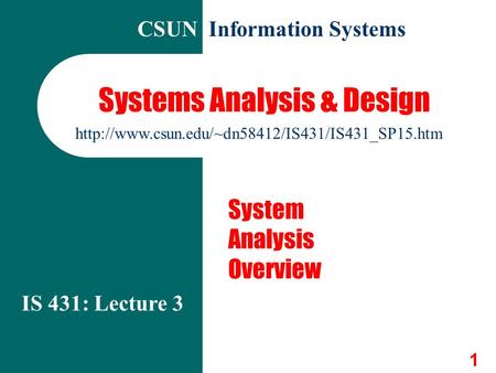 Systems Analysis & Design