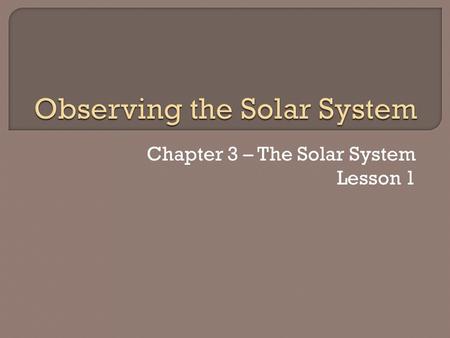 Observing the Solar System