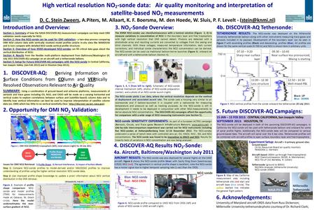 High vertical resolution NO 2 -sonde data: Air quality monitoring and interpretation of satellite-based NO 2 measurements D. C. Stein Zweers, A.Piters,