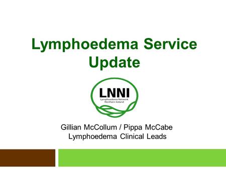 Lymphoedema Service Update Gillian McCollum / Pippa McCabe Lymphoedema Clinical Leads.