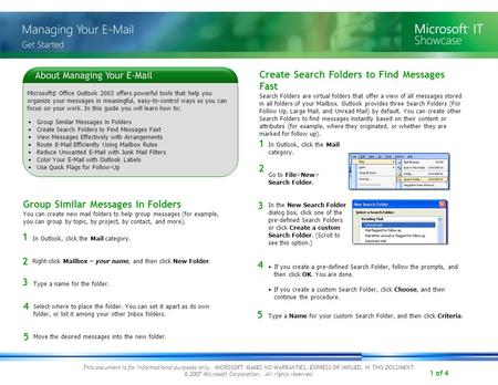 1 of 4 This document is for informational purposes only. MICROSOFT MAKES NO WARRANTIES, EXPRESS OR IMPLIED, IN THIS DOCUMENT. © 2007 Microsoft Corporation.