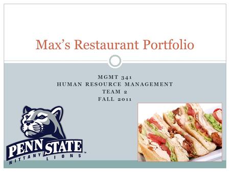 Max’s Restaurant Portfolio