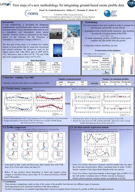 Introduction A new methodology is developed for integrating complementary ground-based data sources to provide consistent ozone vertical distribution time.