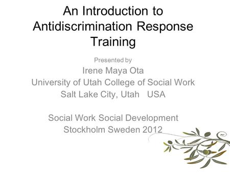 An Introduction to Antidiscrimination Response Training