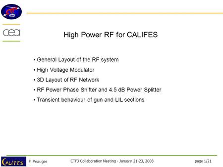 High Power RF for CALIFES