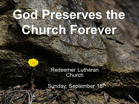 God Preserves the Church Forever Redeemer Lutheran Church Sunday, September 18 th.